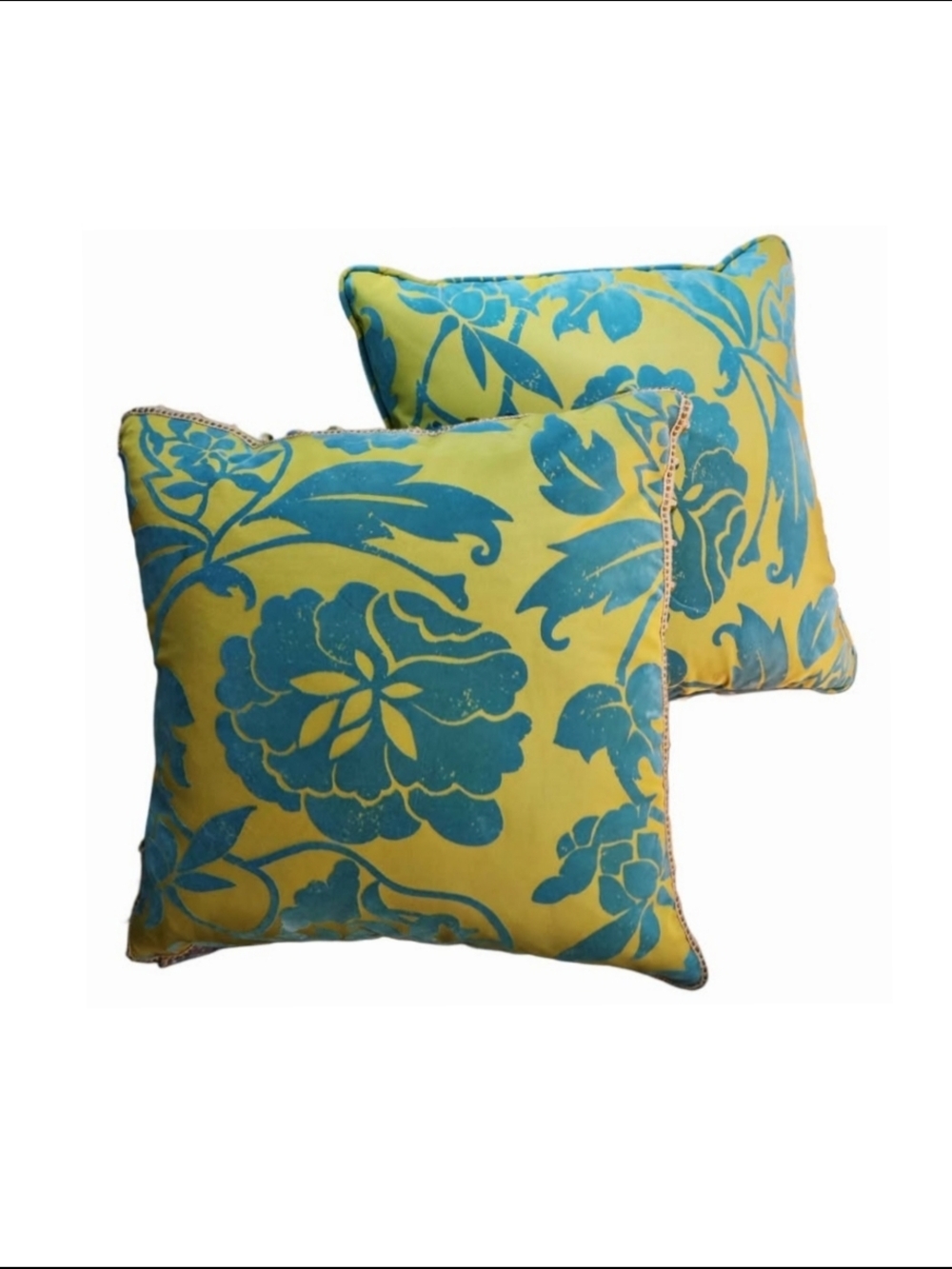 Green and Turquoise Floral Accent Custom Designer Accent Pillow Pair